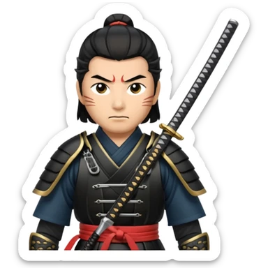 A disciplined samurai with sharp gaze, traditional armor, and a sleek katana drawn halfway.
 sticker