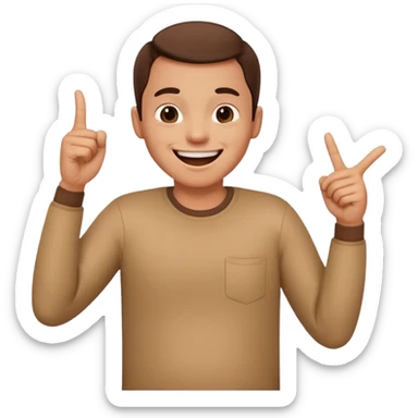 A person laughing with one hand pointing straight and one hand on his stomach sticker