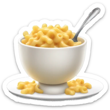 Mac & cheese with a white bowl and a spoon inside sticker