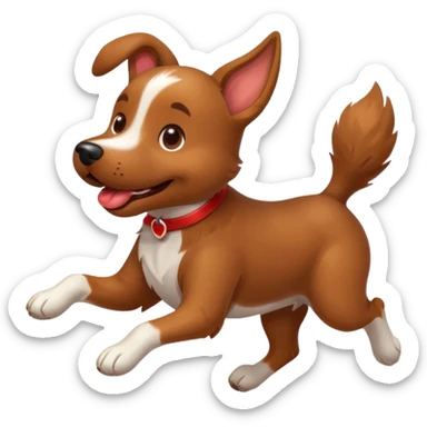 happy dog running after ball sticker