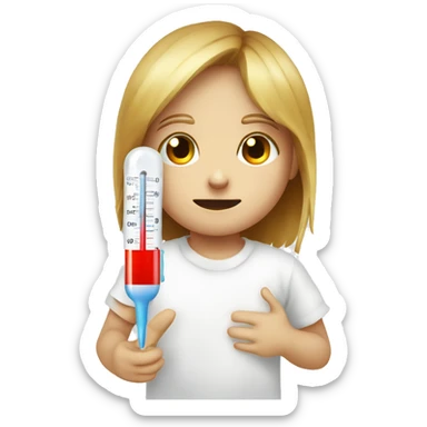 sick child, thermometer with high temperature sticker