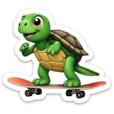 Turtle on skateboard  sticker