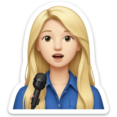 Singer Young woman – long blonde hair, around 20s,  singing into mic sticker