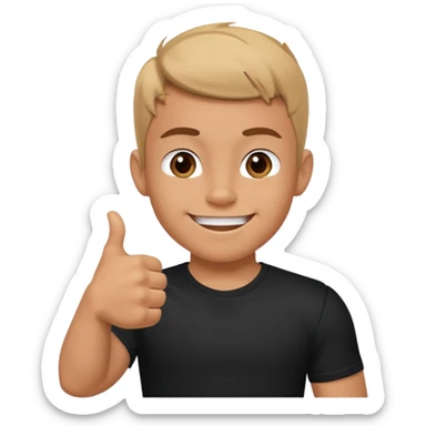 HAPPY MUSCULAR YOUNG BOY IN BLACK T SHIRT WITH THUMB UP  sticker