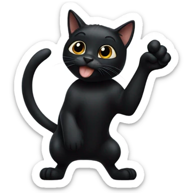 Black cat pointing at mouth sticker