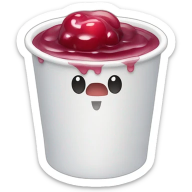 Ein Joghurtbecher mit Glubschaugen der die Zunge raustreckt sticker