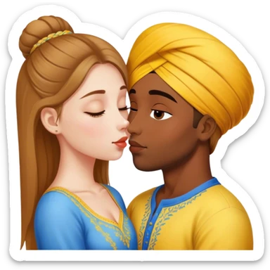 Ukrainian girl kissing a punjabi boy sticker