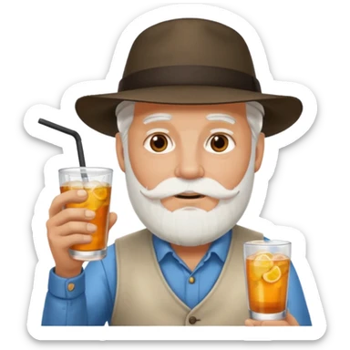  tatoo guy Drink holders with hat white hair white bearded  sticker