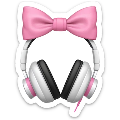 White head phones with pink bows on them sticker