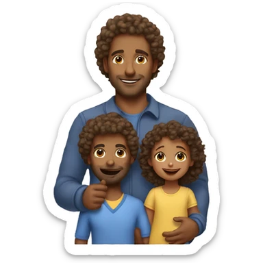 Dad with toddler girl curly hair sticker