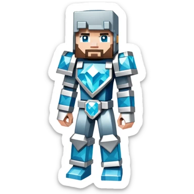 Minecraft character with diamond armor sticker