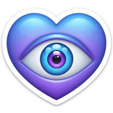blue heart with a purple tint and an eye in the center sticker