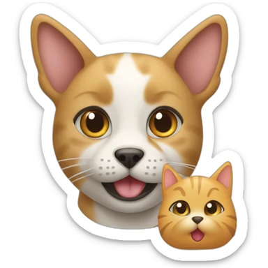 New animal mix between a cat and a dog saying "MIAU" sticker