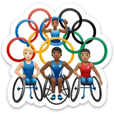 paralympic games with disable athletes with the olypic rings sticker