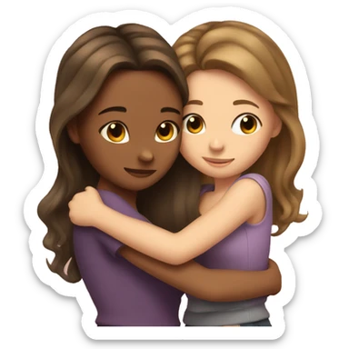 Girl best friends hugging  sticker