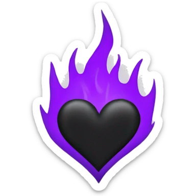 Black heart purple flame sticker