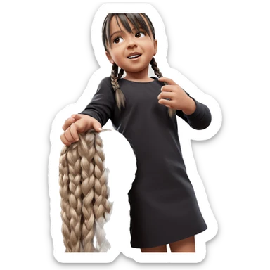 realistic twin braids hairstyle sticker