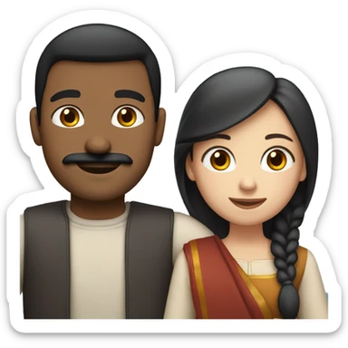 Couple hugging and embracing each other, Indian man with black hair and moustache, white woman with blue eyes and brown hair  sticker