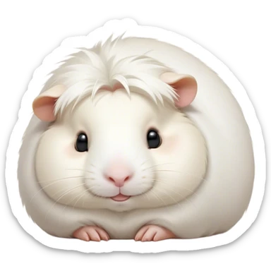 Meme-Worthy Cute Sleeping White Guinea Pig Portrait Emoji, Head resting peacefully with a contented smile, showcasing a delightfully chubby build and a luxuriously soft pure white fur, eyes shut in a serene, cozy nap, Simplified yet hilariously adorable features, highly detailed, glowing with a soft, drowsy light, high shine, relaxed and utterly lovable, stylized with an air of playful laziness, bright and heartwarming, soft glowing outline, capturing the essence of a comically sleepy guinea pig, so meme-worthy it feels like it could instantly become the next viral sensation of adorable slumber! sticker