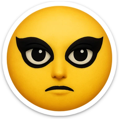 yellow face emoji with dramatic eyeliner sticker