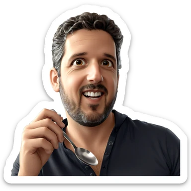 smiling boy with spoon sticker