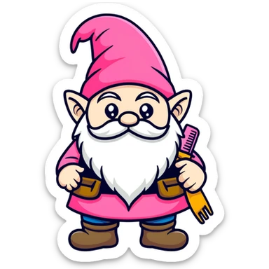 Ugly gnome with pink comb sticker
