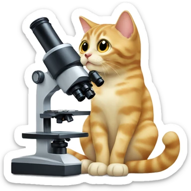 cat looking through a microscope sticker
