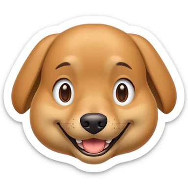 human-dog hybrid smiling, cartoonish features sticker