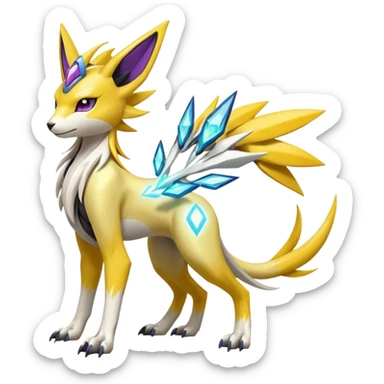 Colorful Futuristic Meloetta-Renamon-Manectric-Solgaleo-Raikou-Pokémon-Digimon-Fakémon-fusion-hybrid-creature sticker