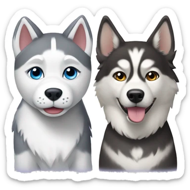 Husky dog next to tabby cat sticker