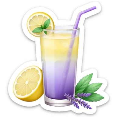ombre gradient yellow and lilac Lavender mint lemonade in a glass with a sprig of lavender  sticker