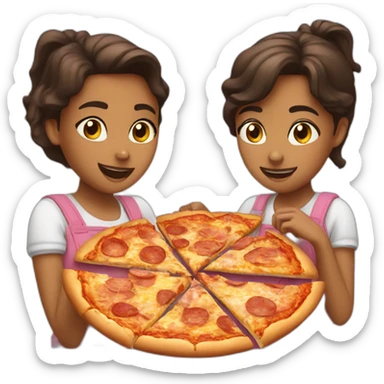 Three girls eating pizza together sticker