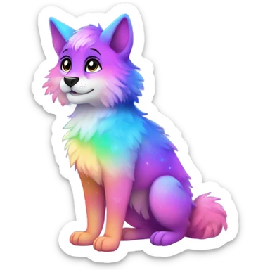 Colorful gradient-Sparkle-nebula-fursona anthropomorphic furry full body sticker