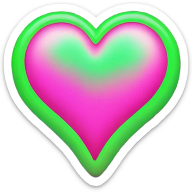 Neon pink and green heart sticker