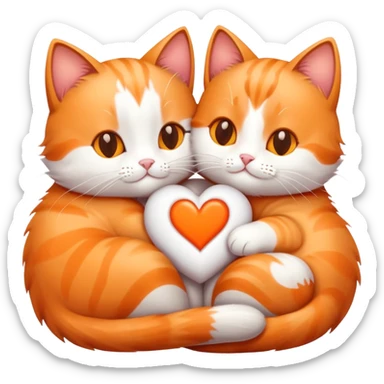 Cats snuggling together with hearts  sticker