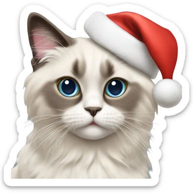 Cat ragdoll with a Christmas hat  sticker