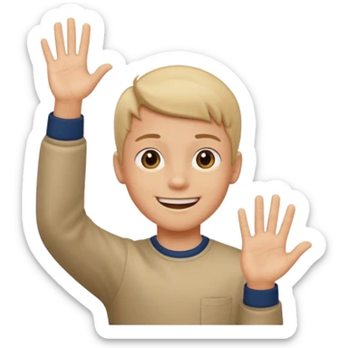boy raising his hand sticker