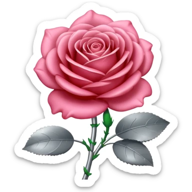 gray metal chrome rose, without green leaves, just flower sticker
