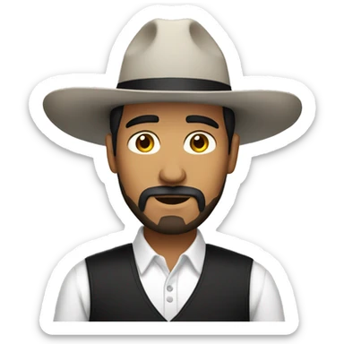 Mexican man with beard face with black hat white dress shirt sticker