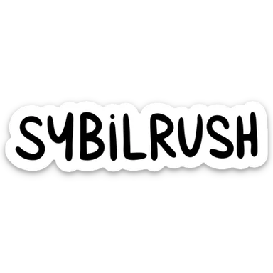 The word "SYBILRUSH" in handwritten style sticker