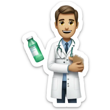 a doctor ripping open packag sticker