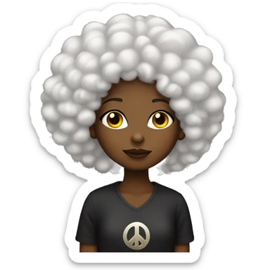 dark girl with long afro putting up peace sign with duck lips  sticker