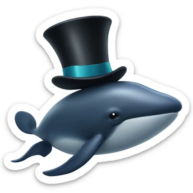 Whale with a top hat  sticker