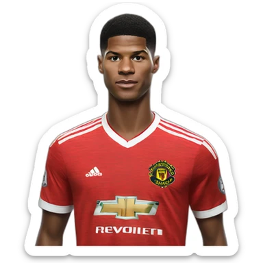 Hyper Realistic Marcus Rashford showing jersey sticker