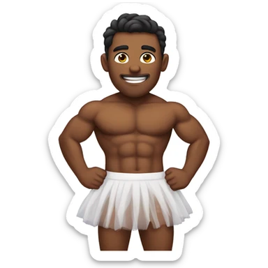 Shirtless buff male in a tutu sticker