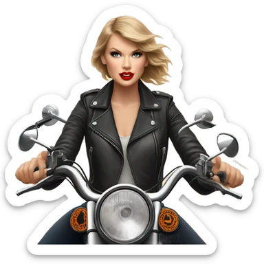 Tattooed Taylor Swift riding a vintage Harley Davidson  sticker