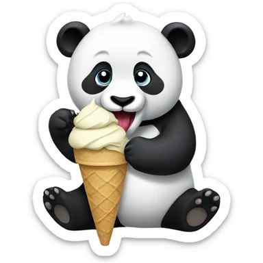 Panda eating ice cream sticker