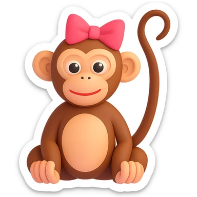 Add a cute hair bow to the monkey. Keep the background transparent. sticker