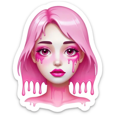 White paint dripping from pink ombre glossy lips sticker