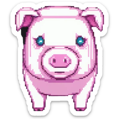 minecraft pig full body pink blocky animal square head square body sticker